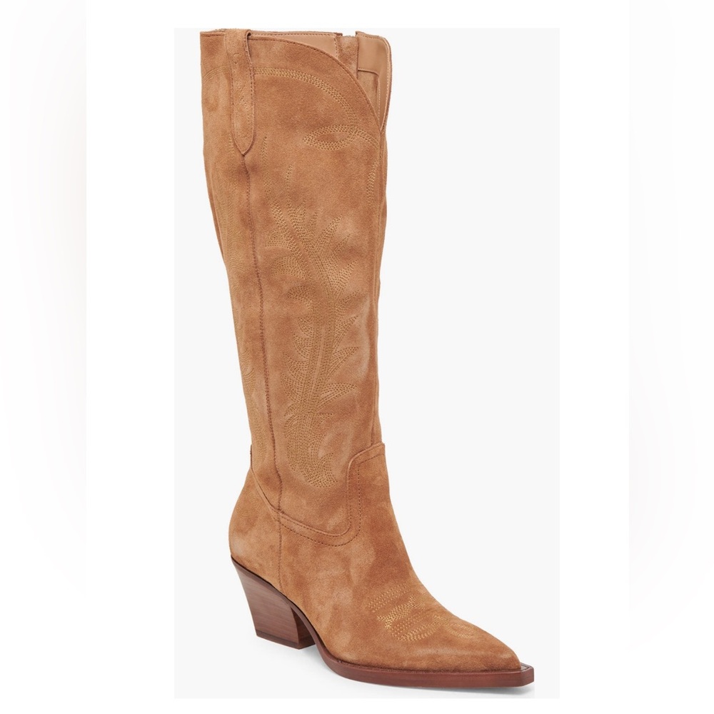 NWT Dolce Vita Pecan Suede Ryatt Clip Toe Western Knee-High Boots 9